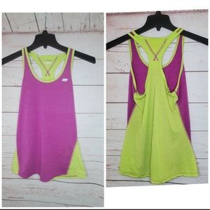 Marika Tek Dry Wik Performance Tee Medium Violet And Lime Green Tank Top Shirt